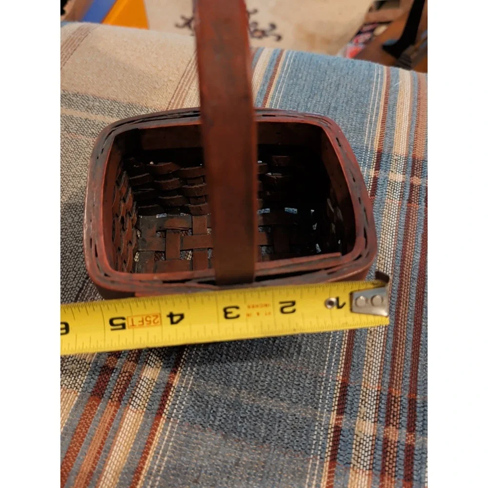Vintage Resin Miniature Sturdy Basket with Handle Super Cute! Country Barn Red